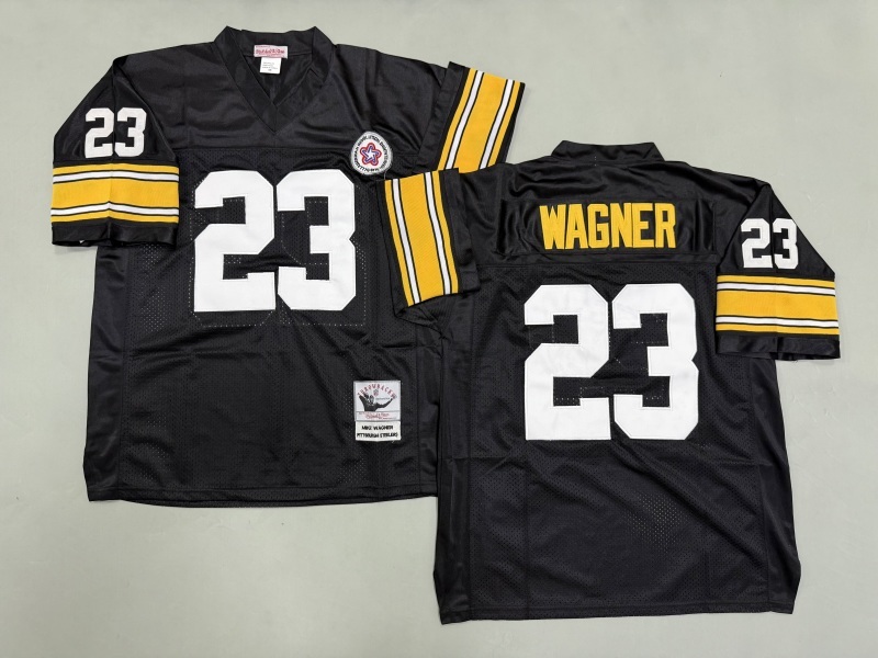 Men 2025 Pittsburgh Steelers 23 Wagner black Throwback Limited NFL Jersey style 002